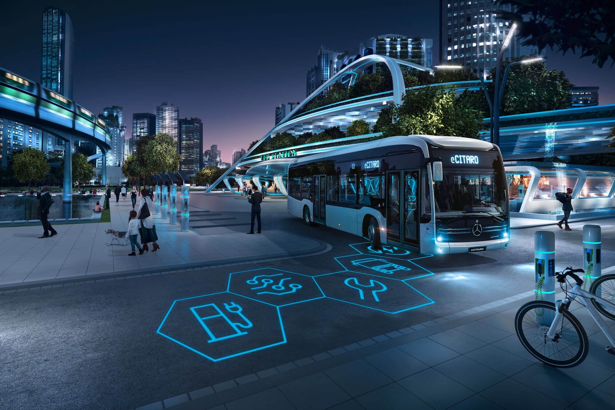 Town transport. Mercedes-Benz Фьючер Bus. Сити Скайлайн электробус. Mercedes-Benz Фьючер Bus 2030 года. Транспорт будущего.