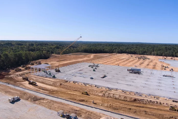 Construction of BMW’s high-voltage battery assembly plant in Woodruff South Carolina
